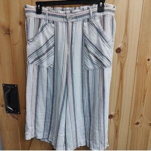 Democracy Wide Leg Linen Blend Crop Pants